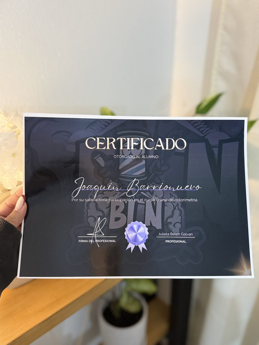 Certificado de curso impreso
