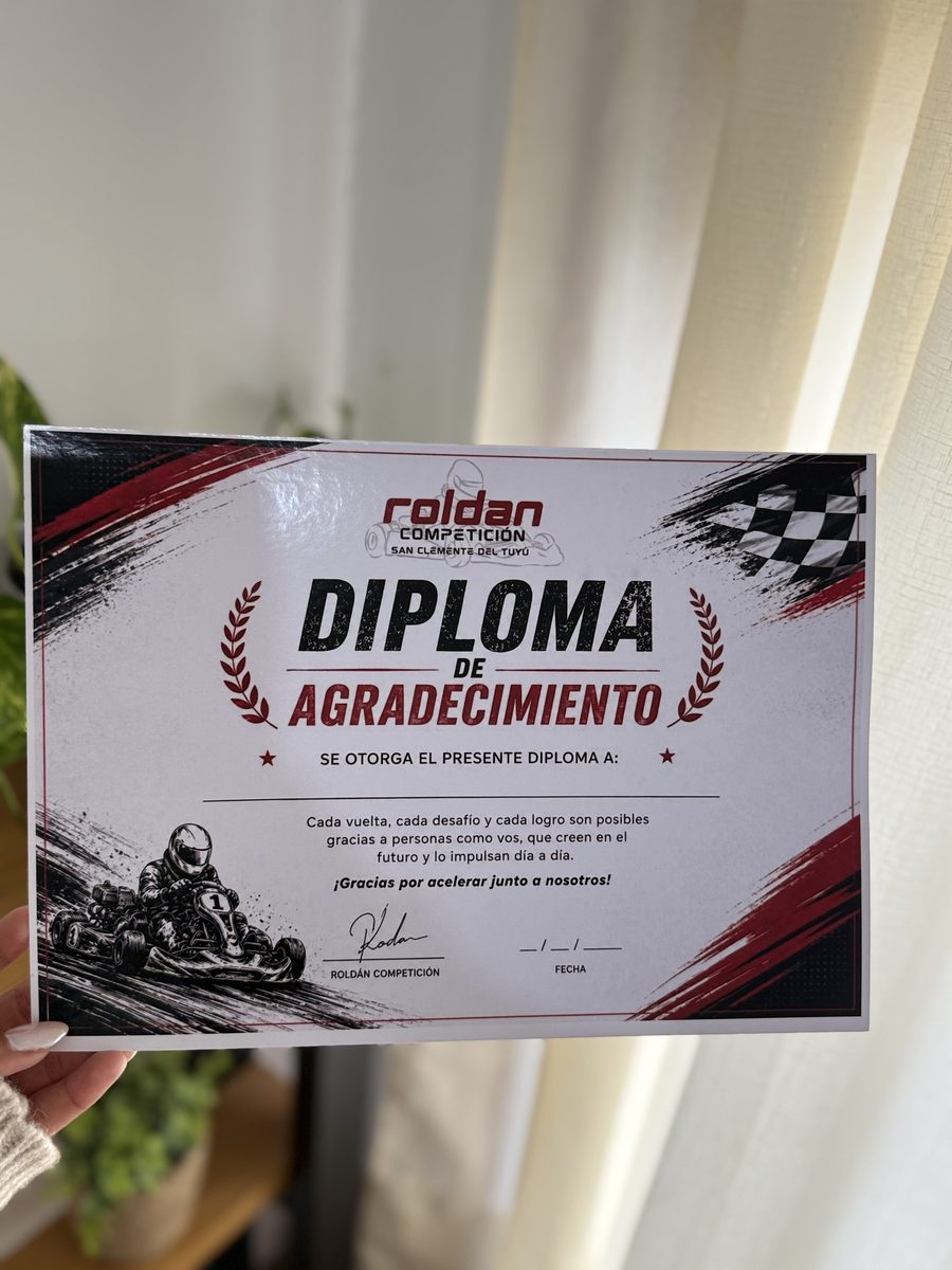 Diploma de agradecimiento impreso